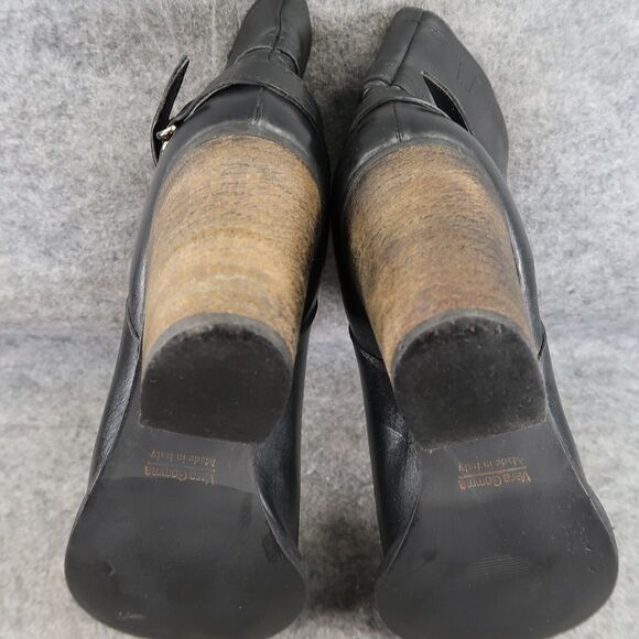 Greisy Shoes Womens 40 Bootie Leather Stacked Heel Buckle Strap Ankle Boot Black - Picture 12 of 16